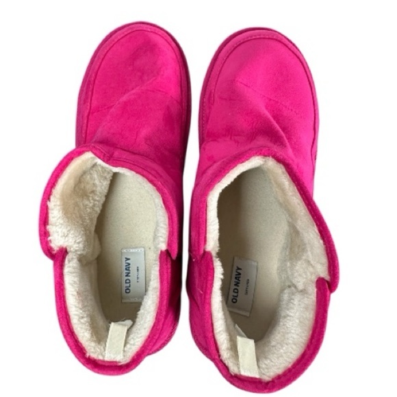 Old Navy Women’s Faux Suede Sherpa-Lined Slippers Boots In Hot Pink, Size 9 - Picture 2 of 4